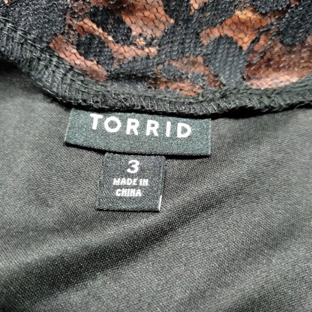 Torrid Stretch Lace & Mesh Crew Neck Long Sleeve Blouse Top Black Women's 3XL - Picture 7 of 11